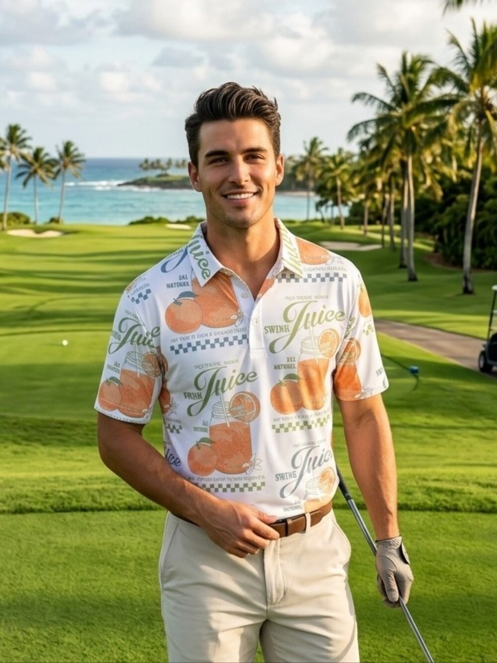 Swing Juice Golf All Natural Polo Mens XL Orange Juice Mason Jar Performance